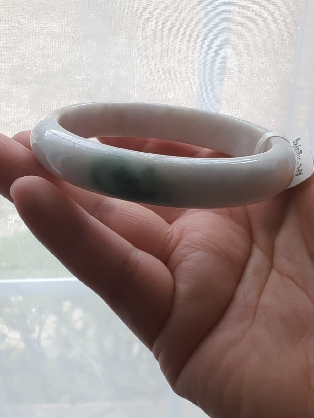 Jade Bangle Bracelet in White with Green/Blue Accents